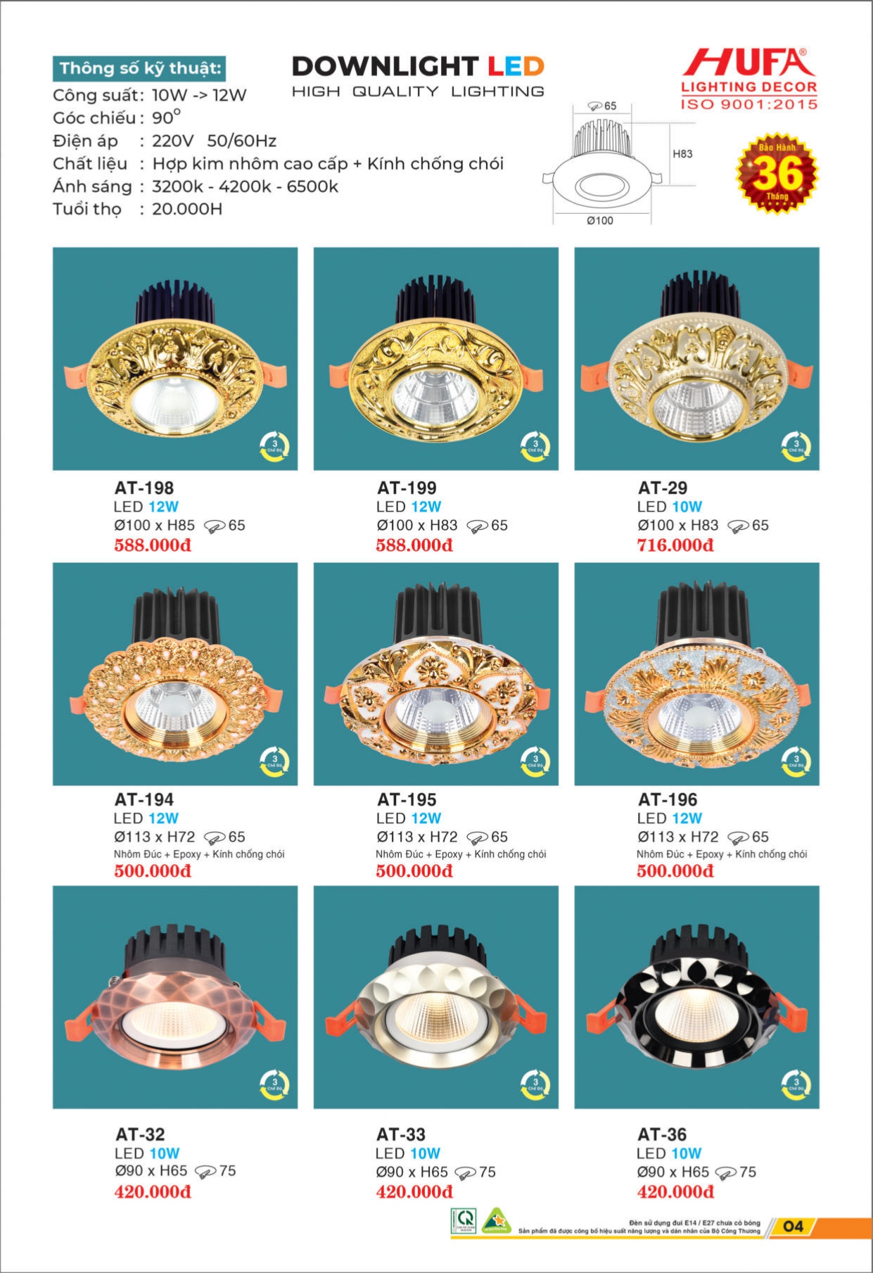 Bảng giá đèn LED HUFA 2026